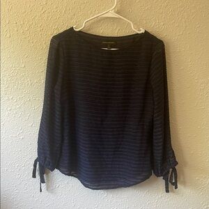 Banana Republic Navy Blur Relaxed Boatneck Blouse